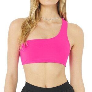 ALO Yoga One Shoulder Bra in Hot Pink (Size S)